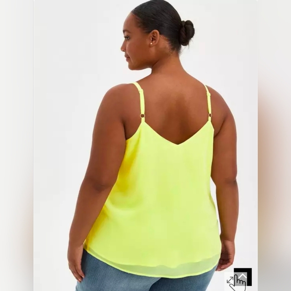 Nwot Sophie Chiffon Neon Yellow SwingTank W/ Pink Embroidery Size 2X (has Flaw) - Picture 2 of 8